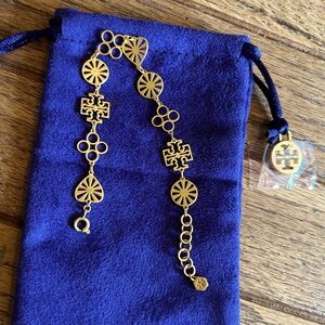 Tori Burch Gold Tone adjustable charmlink bracelet